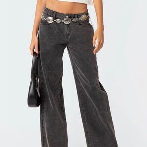 RAELYNN WASHED LOW RISE JEANS BLACK / XS